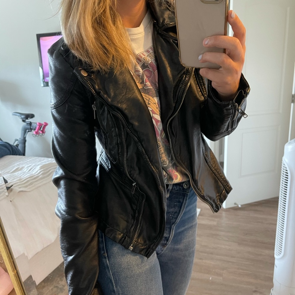 Free people leather moto jacket small